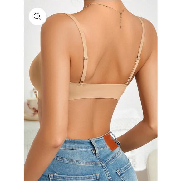 ChiCup Comfort Adj Straps Deep V Front Close Linen (tan) Wireless Bra NWT!!! - Picture 2 of 7